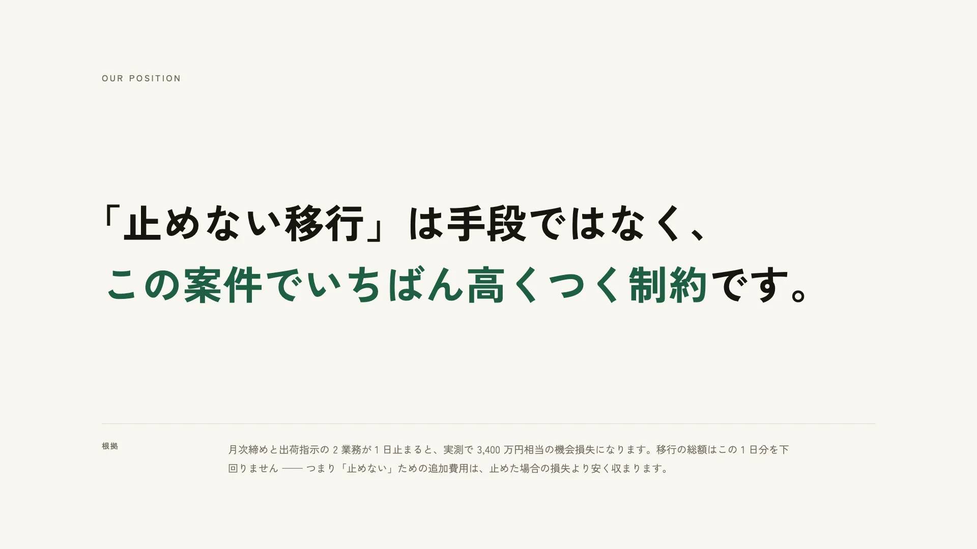 主張 1 枚 — 1 文だけを置く