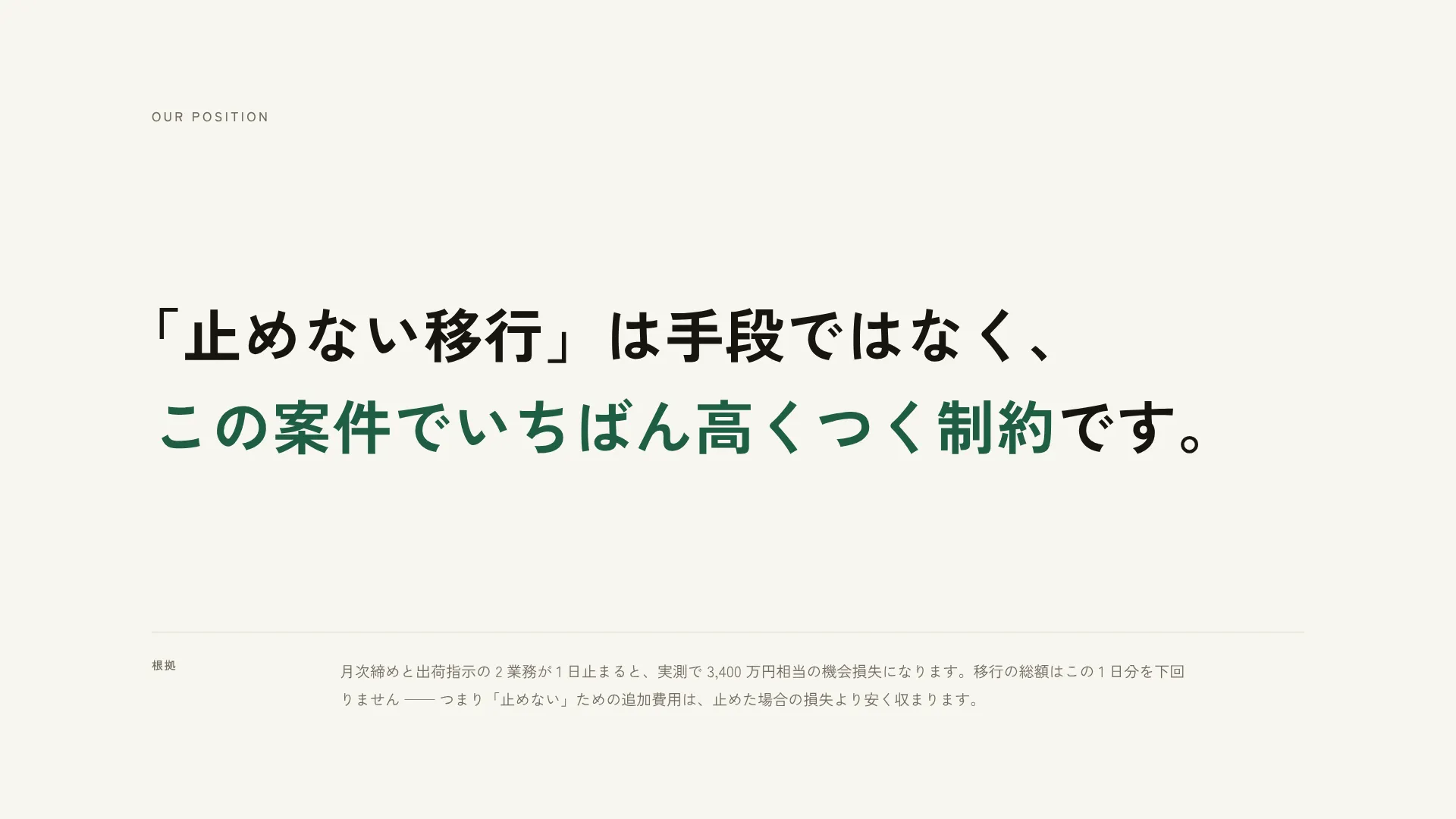 主張 1 枚 — 1 文だけを置く