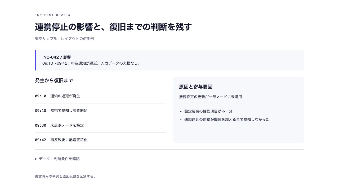 インシデントの事後レビュー
